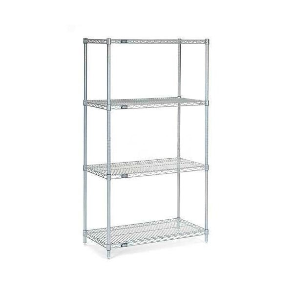 Nexel Nexelate Wire Shelving Starter Unit, Silver Epoxy, 42W X 21D X 74H 21427EP - main